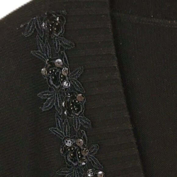 Cashmere Silk KNIT Black Shrug Short Sleeve Accent Details Size M - Picture 8 of 8